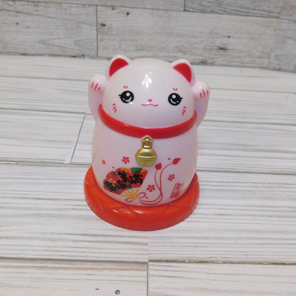 HAPPY CAT PLASTIC TOOTHPICK  HOLDER PINK *